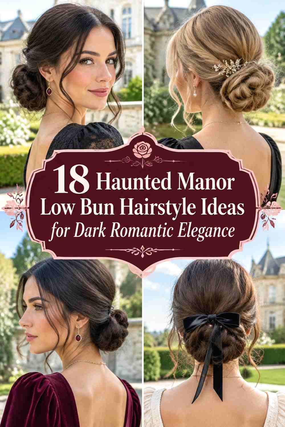 18 Haunted Manor Low Bun Hairstyle Ideas for Dark Romantic Elegance