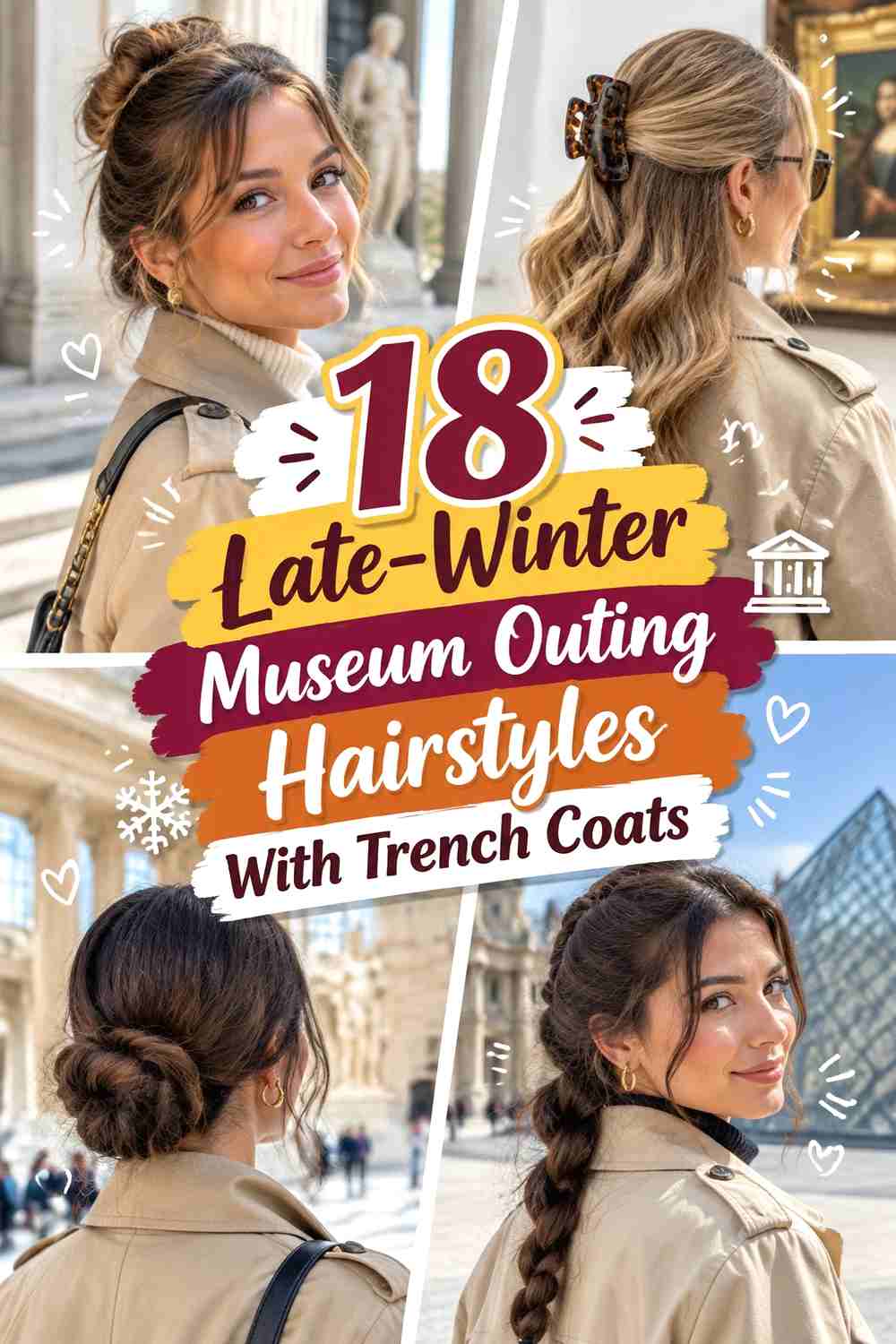 18 Late-Winter Museum Outing Hairstyles With Trench Coats