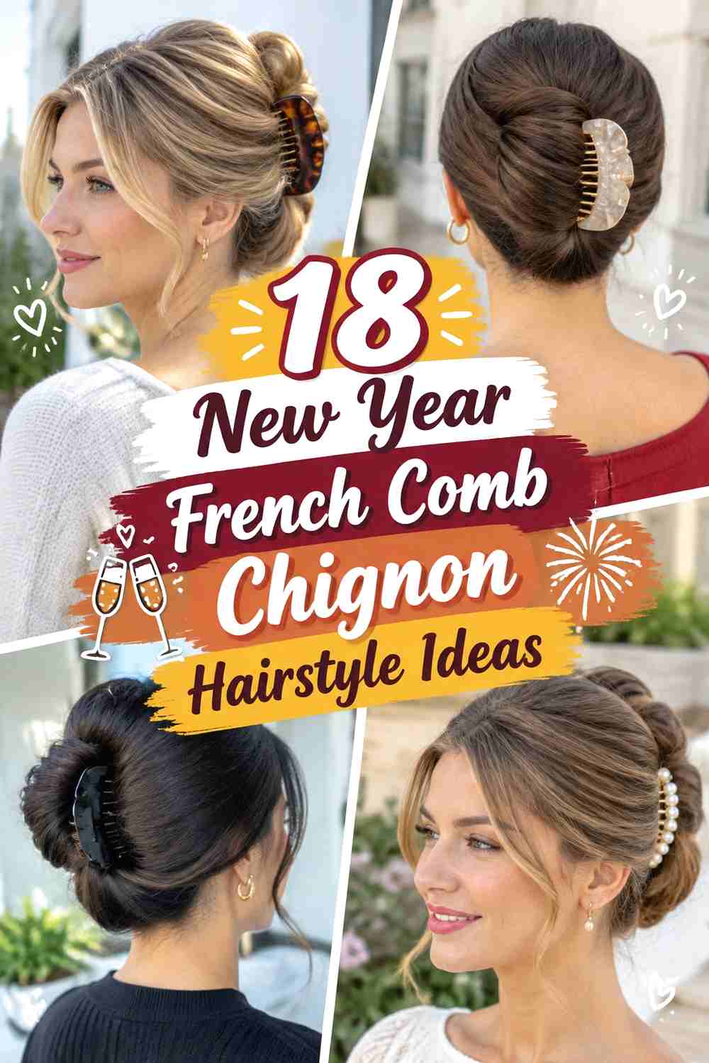 18 New Year French Comb Chignon Hairstyle Ideas