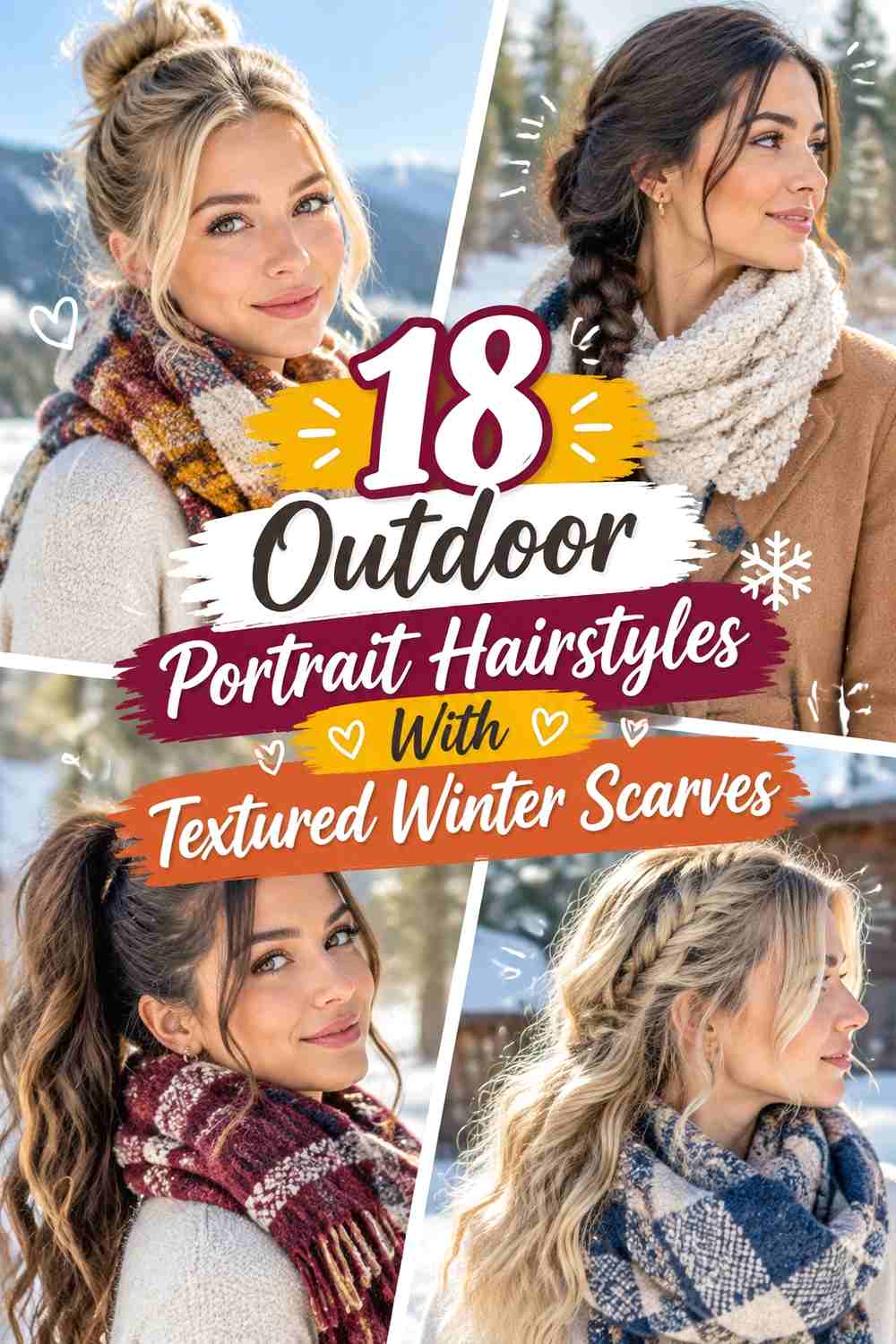 18 Outdoor Portrait Hairstyles With Textured Winter Scarves