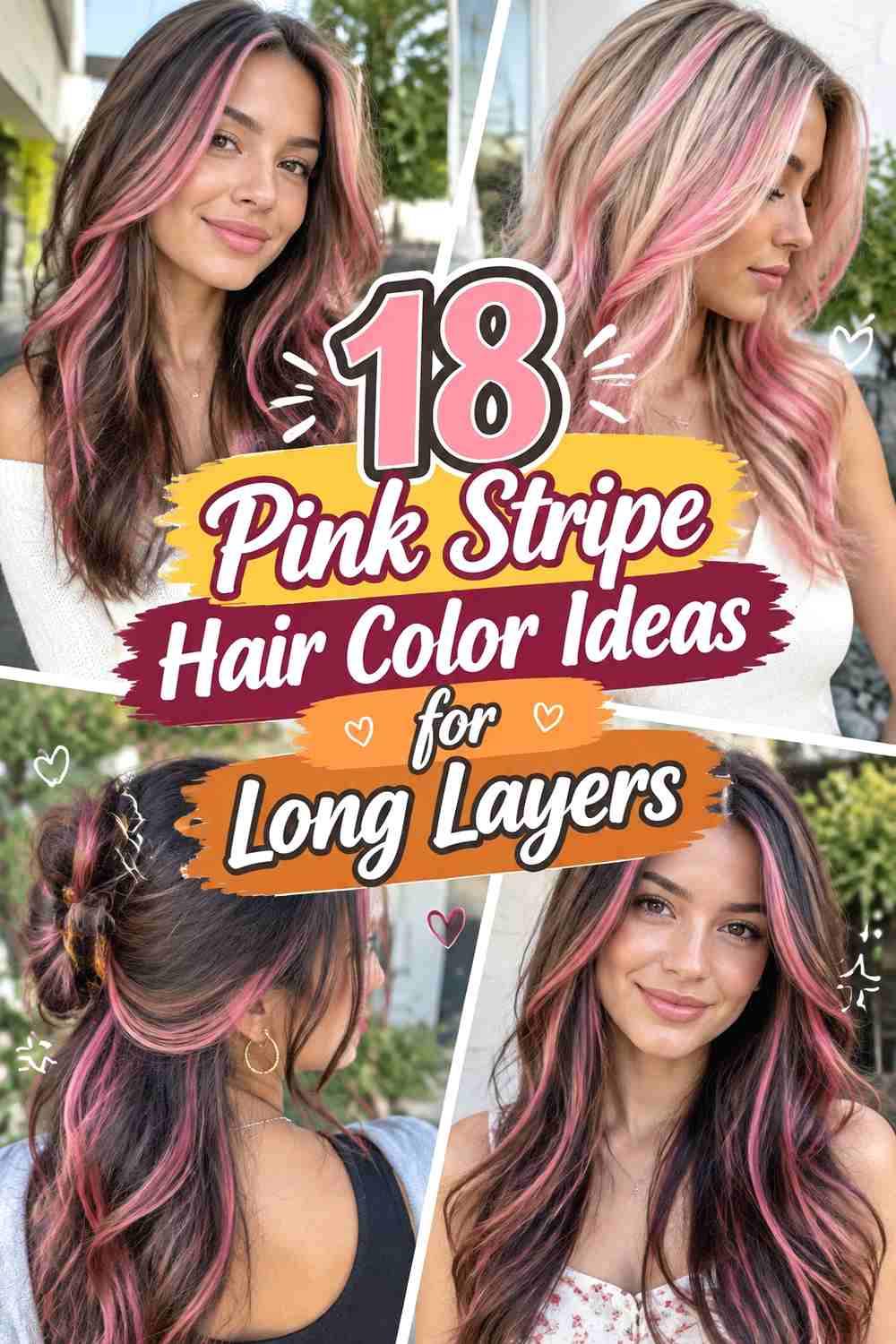 18 Pink Stripe Hair Color Ideas for Long Layers