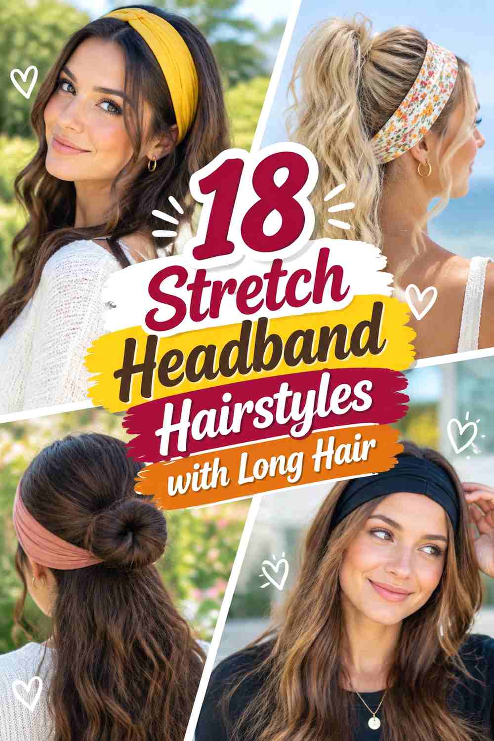 18 Stretch Headband Hairstyles with Long Hair