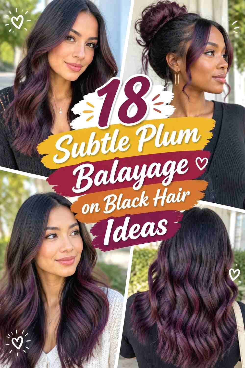 18 Subtle Plum Balayage on Black Hair Ideas