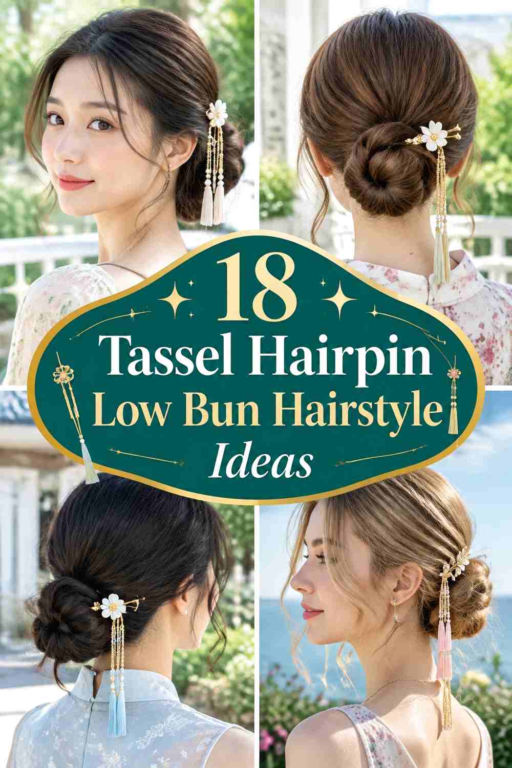 18 Tassel Hairpin Low Bun Hairstyle Ideas