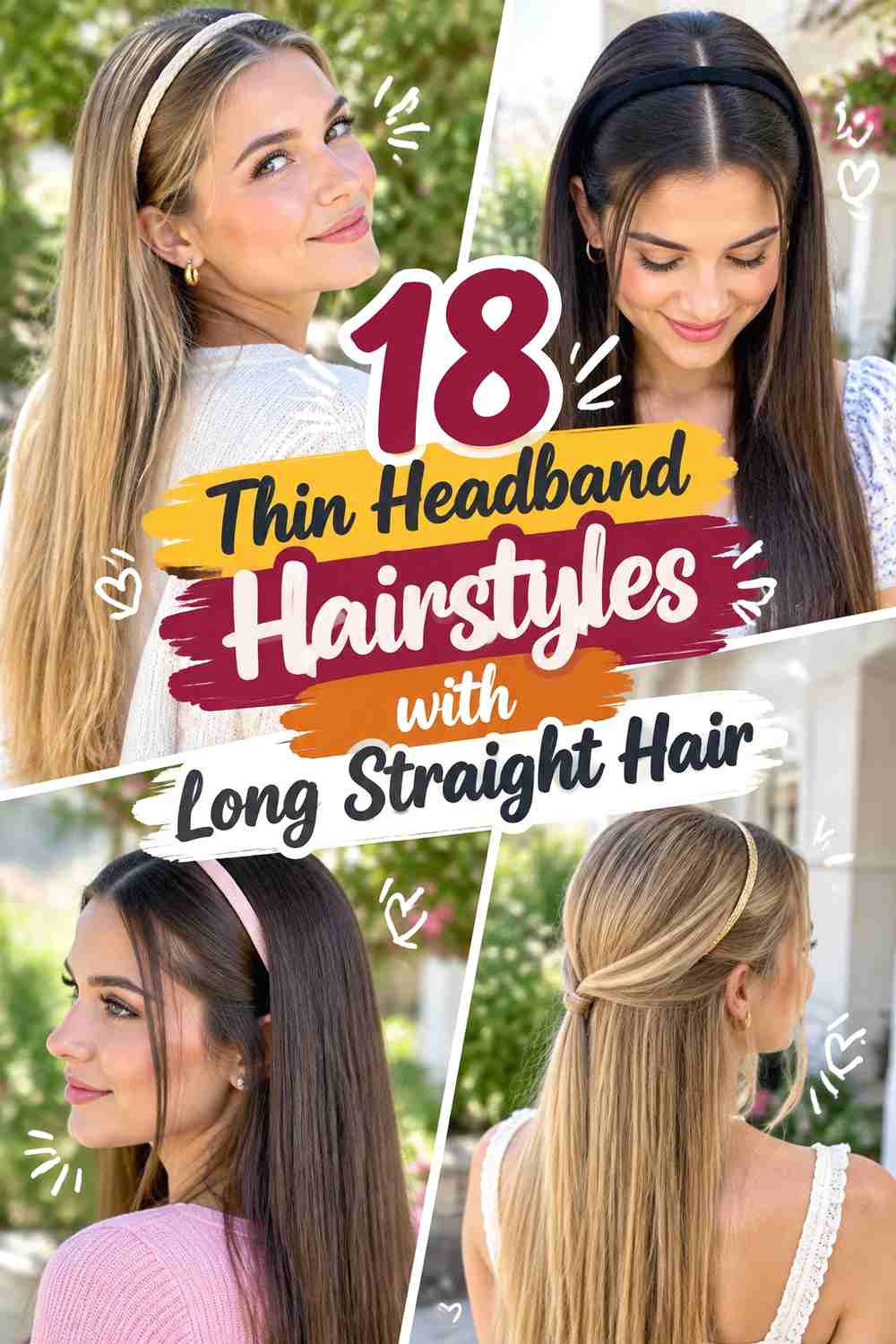 18 Thin Headband Hairstyles with Long Straight Hair