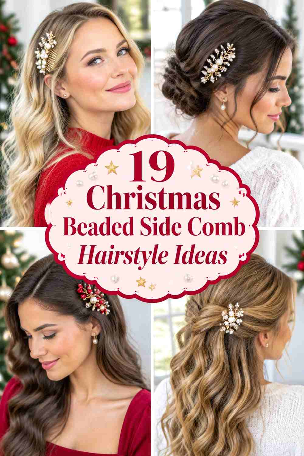 19 Christmas Beaded Side Comb Hairstyle Ideas