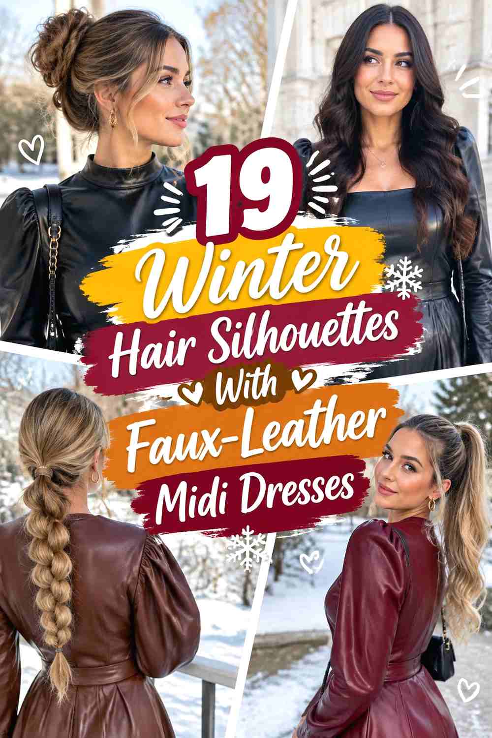 19 Winter Hair Silhouettes With Faux-Leather Midi Dresses