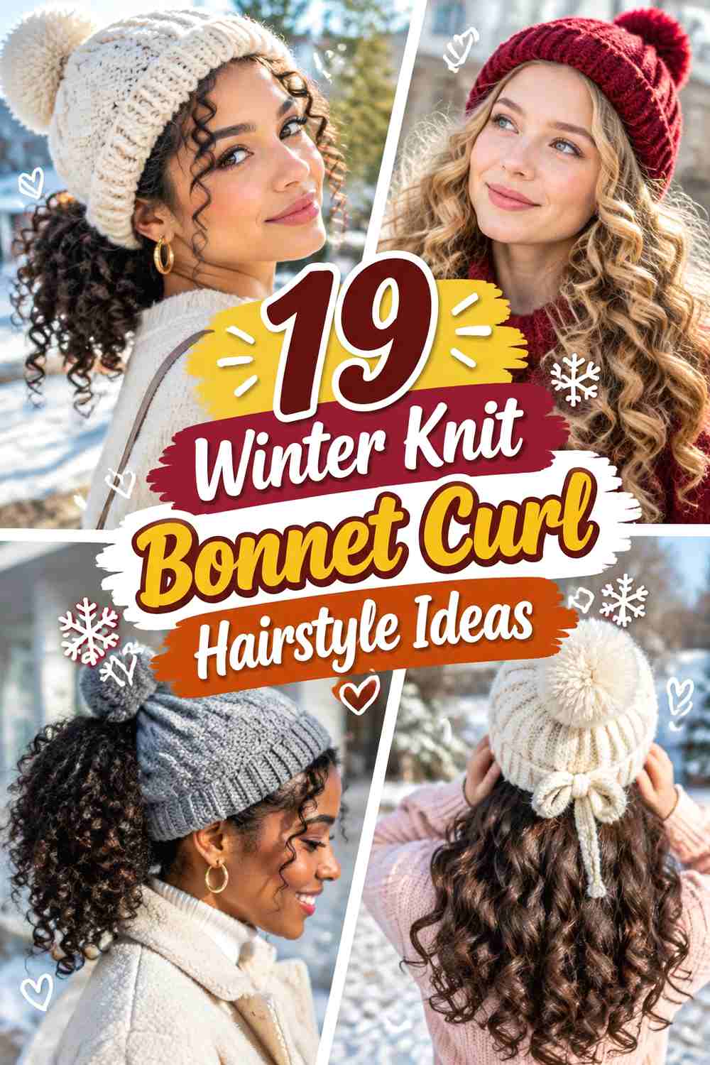 19 Winter Knit Bonnet Curl Hairstyle Ideas