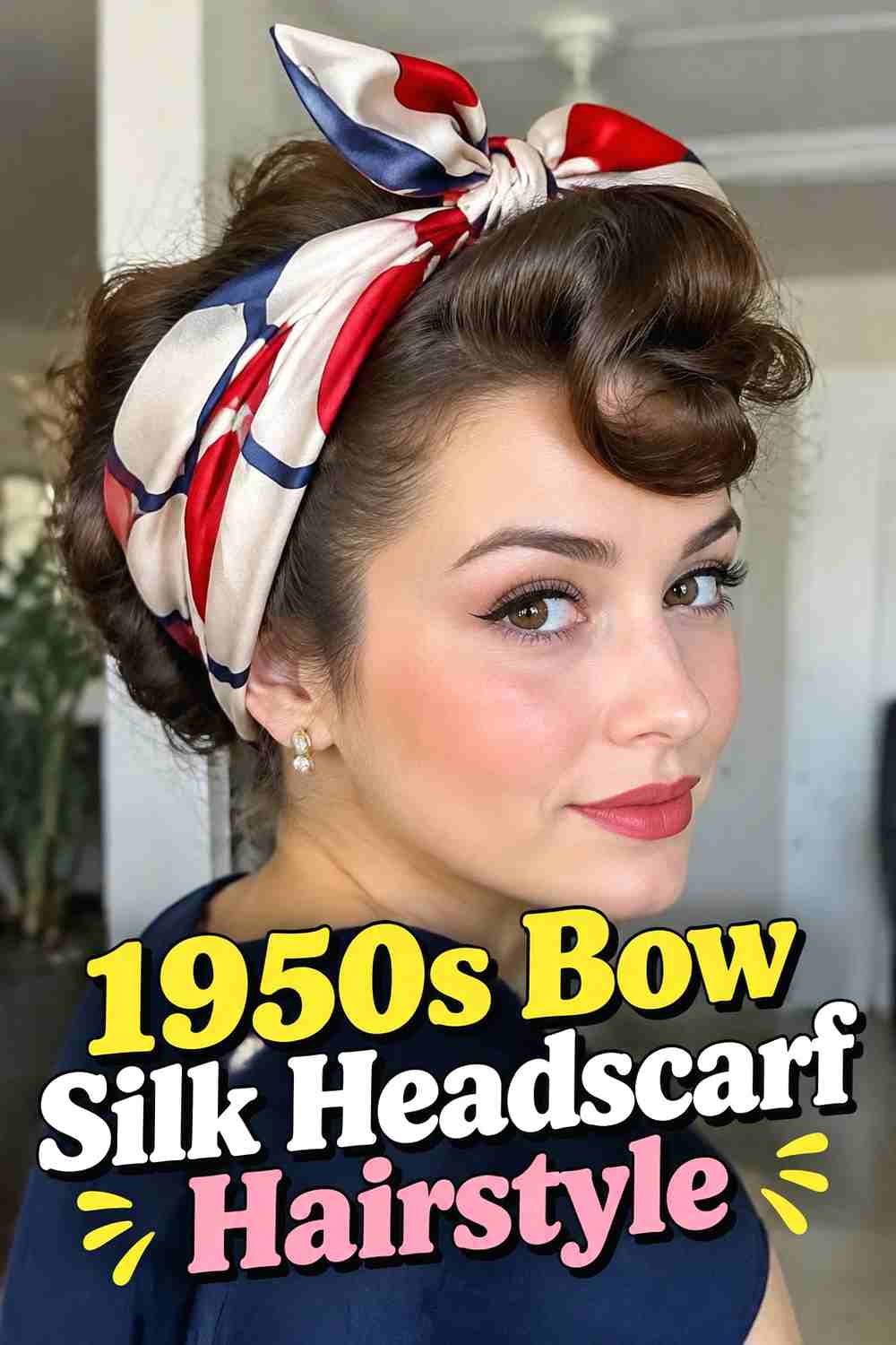 2. 1950s Bow Silk Headscarf Hairstyle
