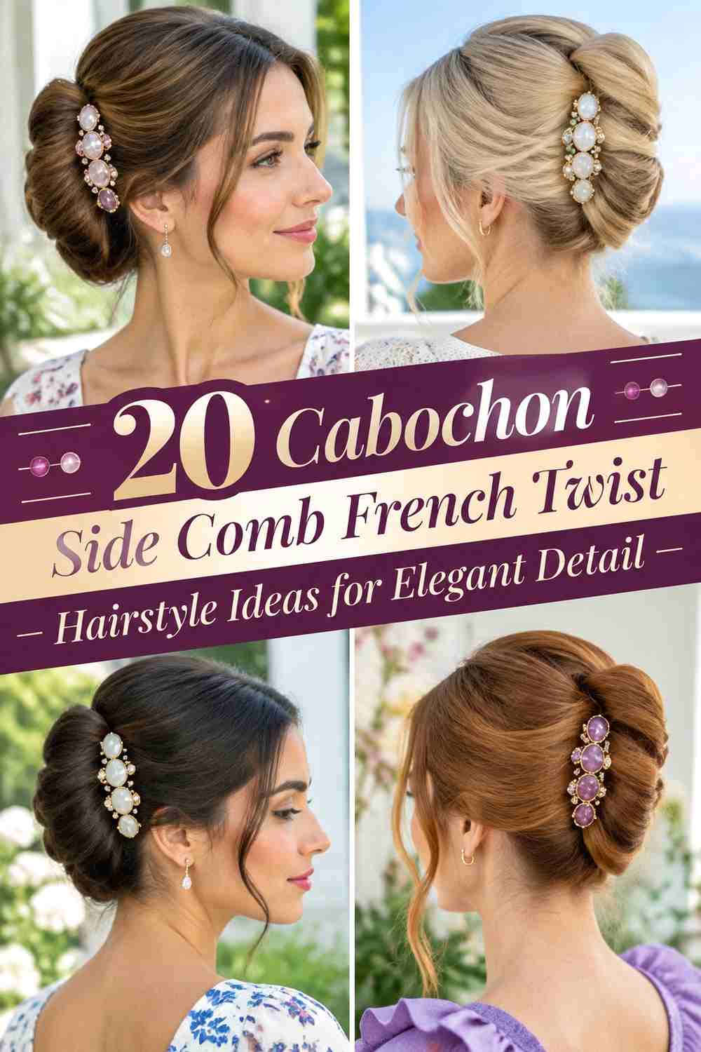 20 Cabochon Side Comb French Twist Hairstyle Ideas for Elegant Detail