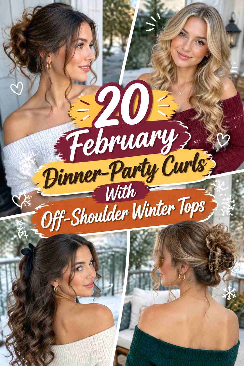 20 February Dinner-Party Curls With Off-Shoulder Winter Tops