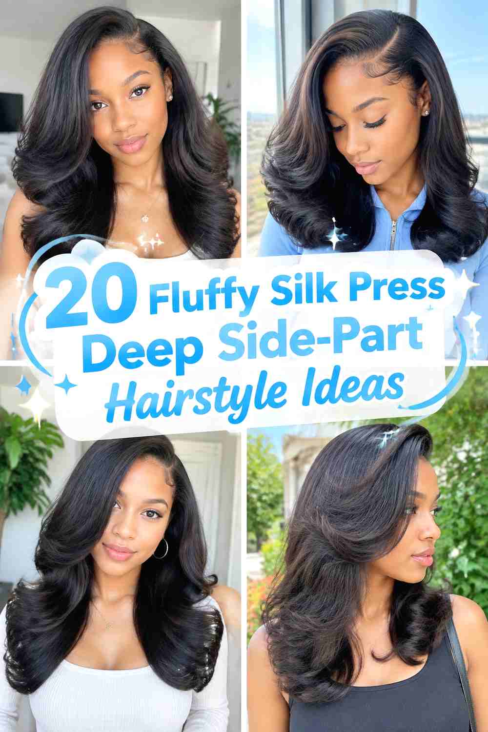 20 Fluffy Silk Press Deep Side-Part Hairstyle Ideas