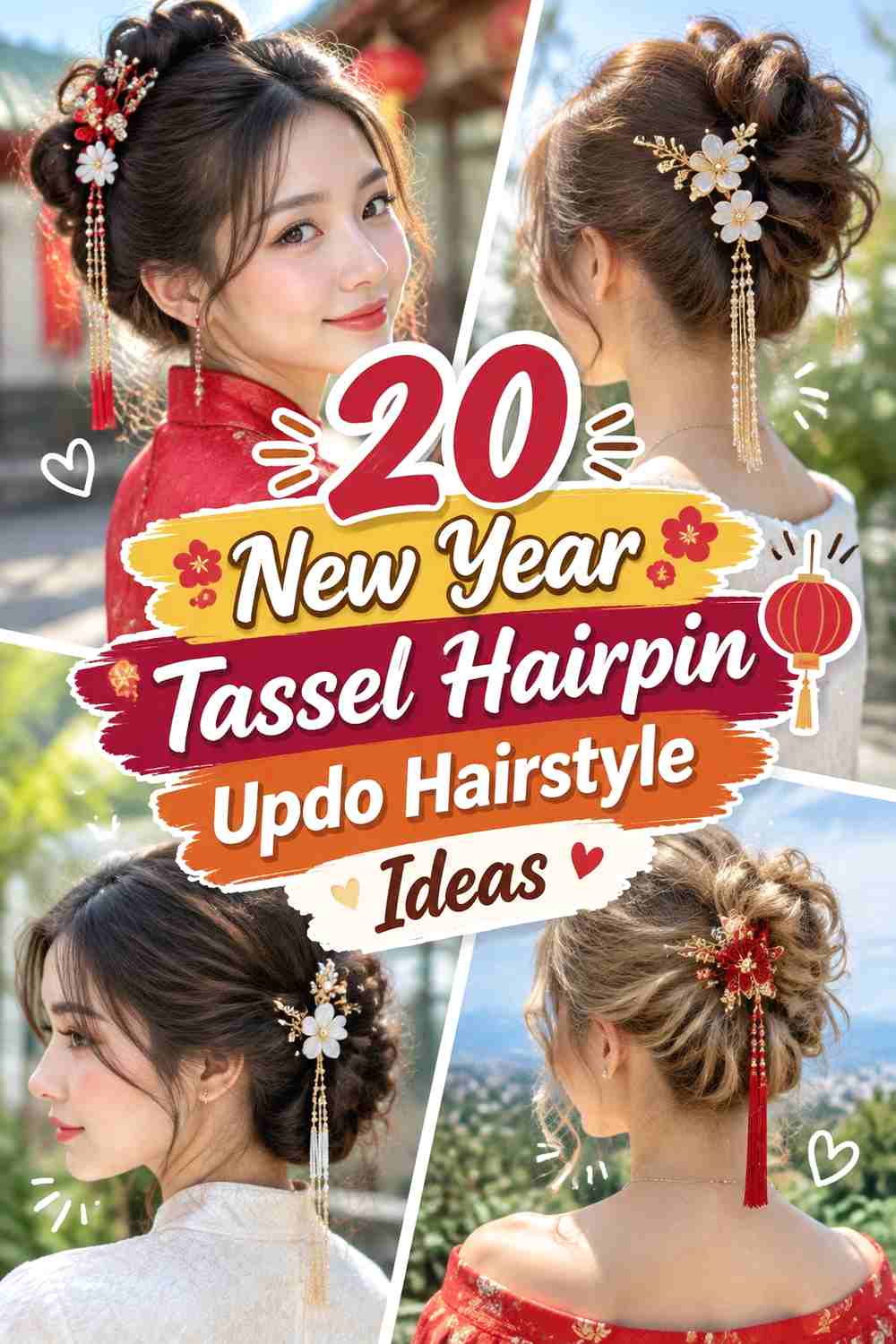 20 New Year Tassel Hairpin Updo Hairstyle Ideas