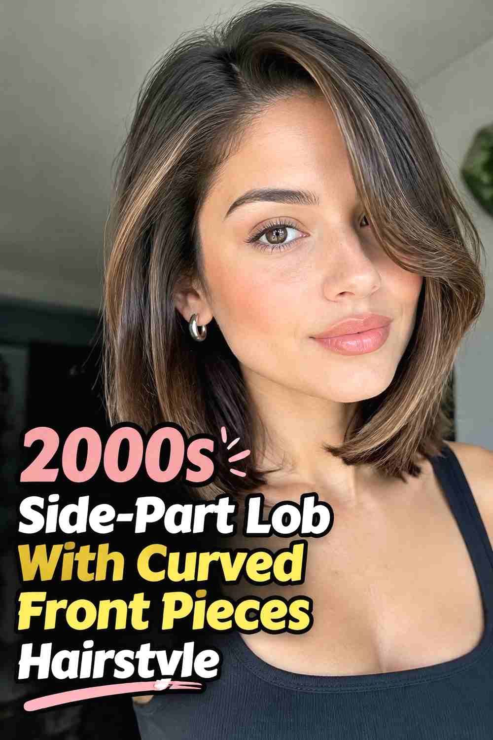 16. 2000s Side Part Lob With Curved Front Pieces Hairstyle