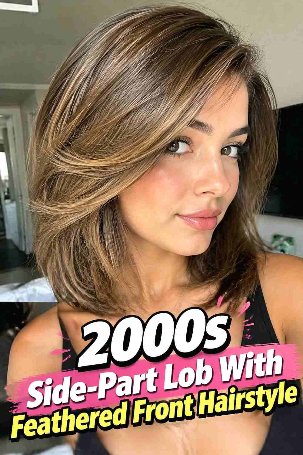 10. 2000s Side Part Lob With Feathered Front Hairstyle