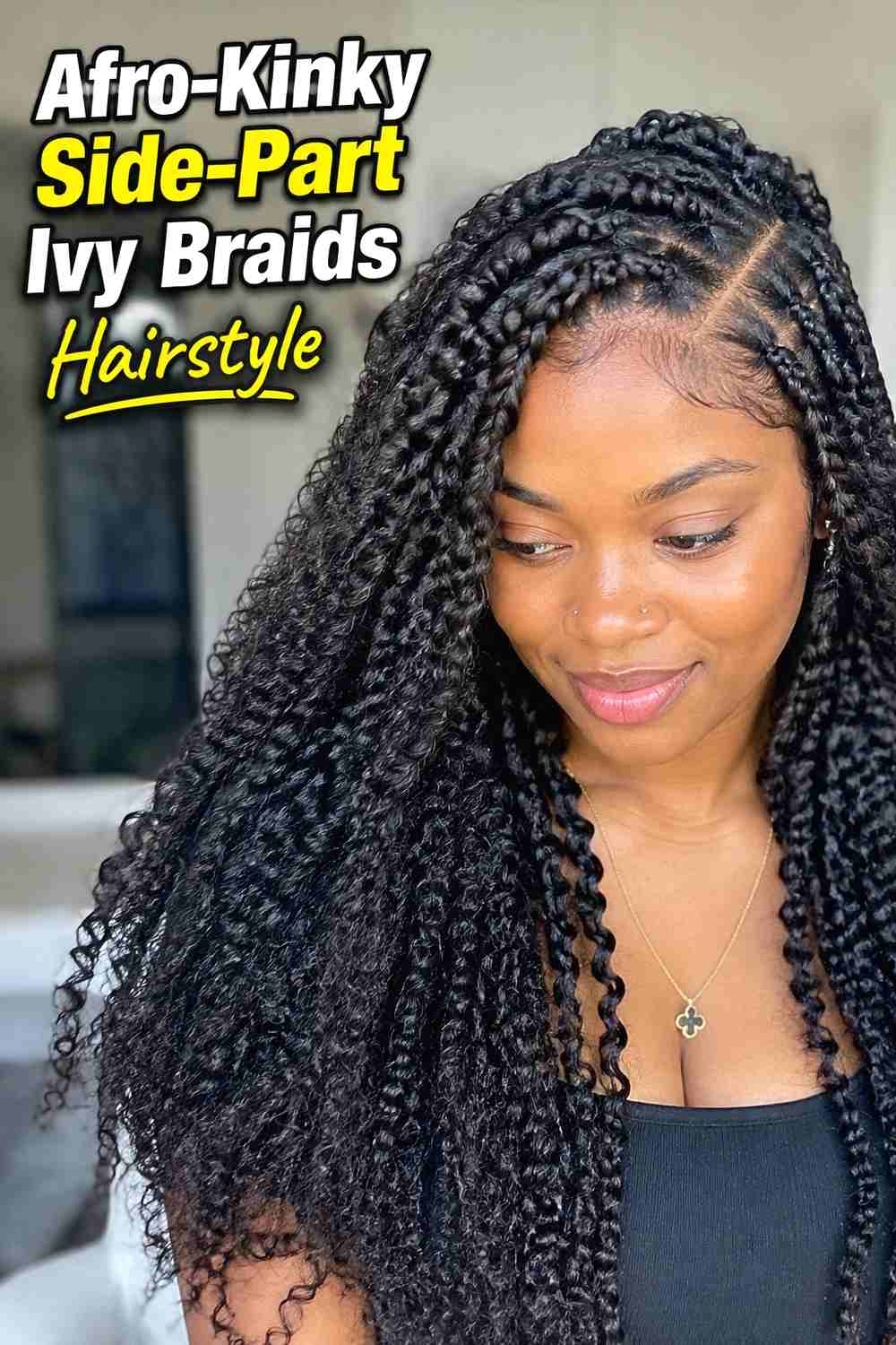 6. Afro Kinky Side Part Ivy Braids Hairstyle
