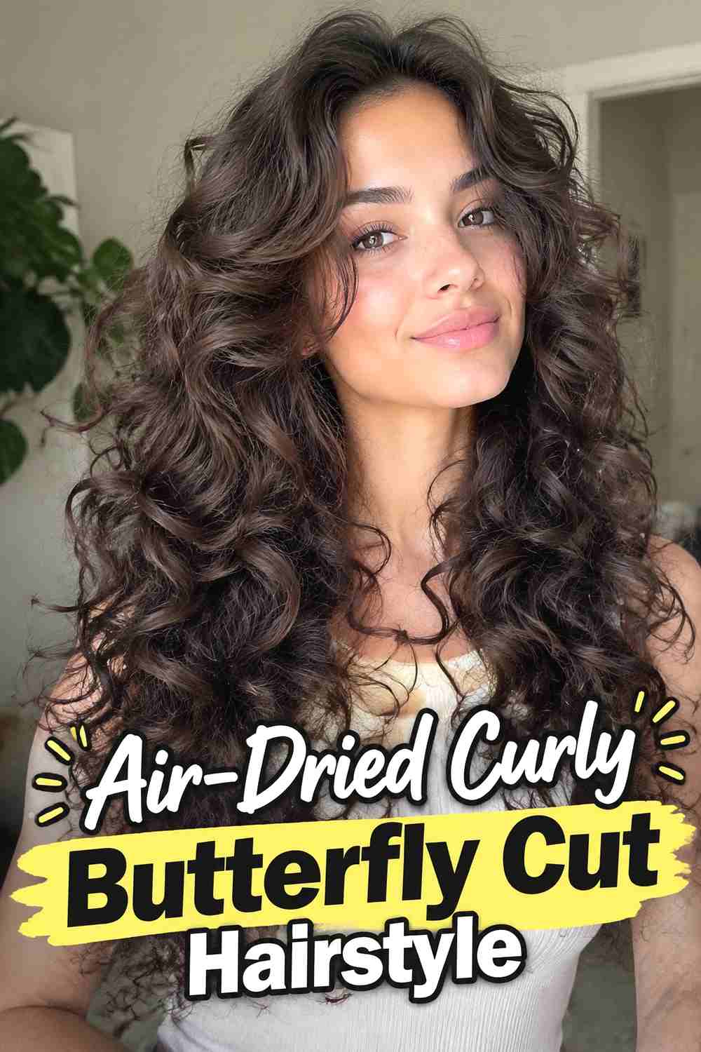 11. Air Dried Curly Butterfly Cut Hairstyle