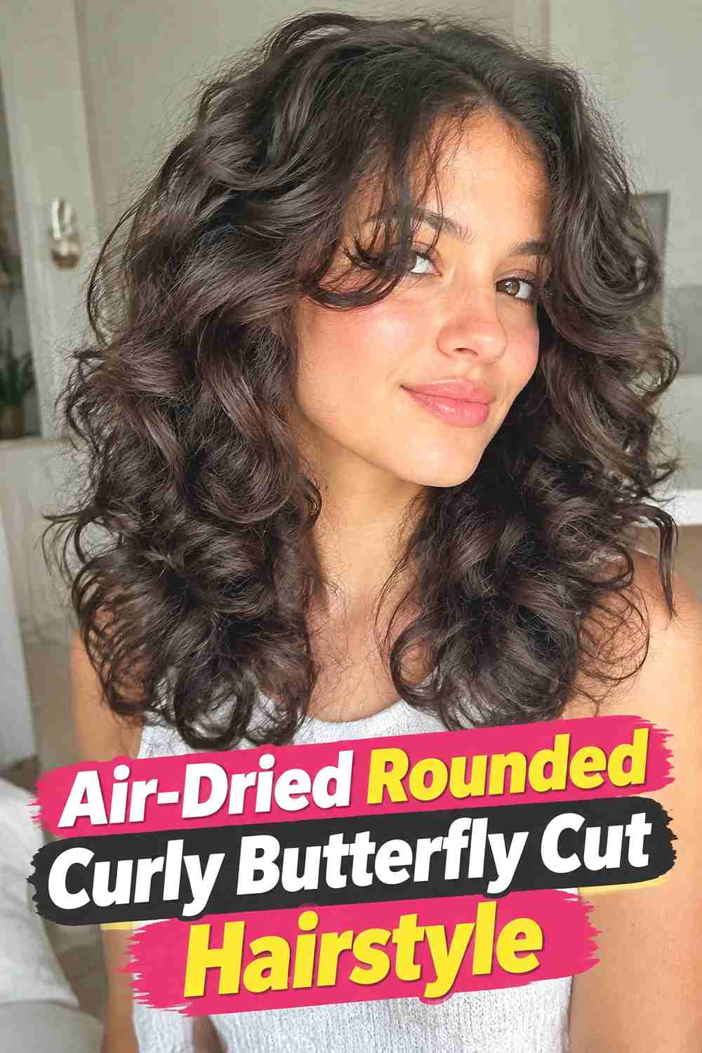 11. Air Dried Rounded Curly Butterfly Cut Hairstyle