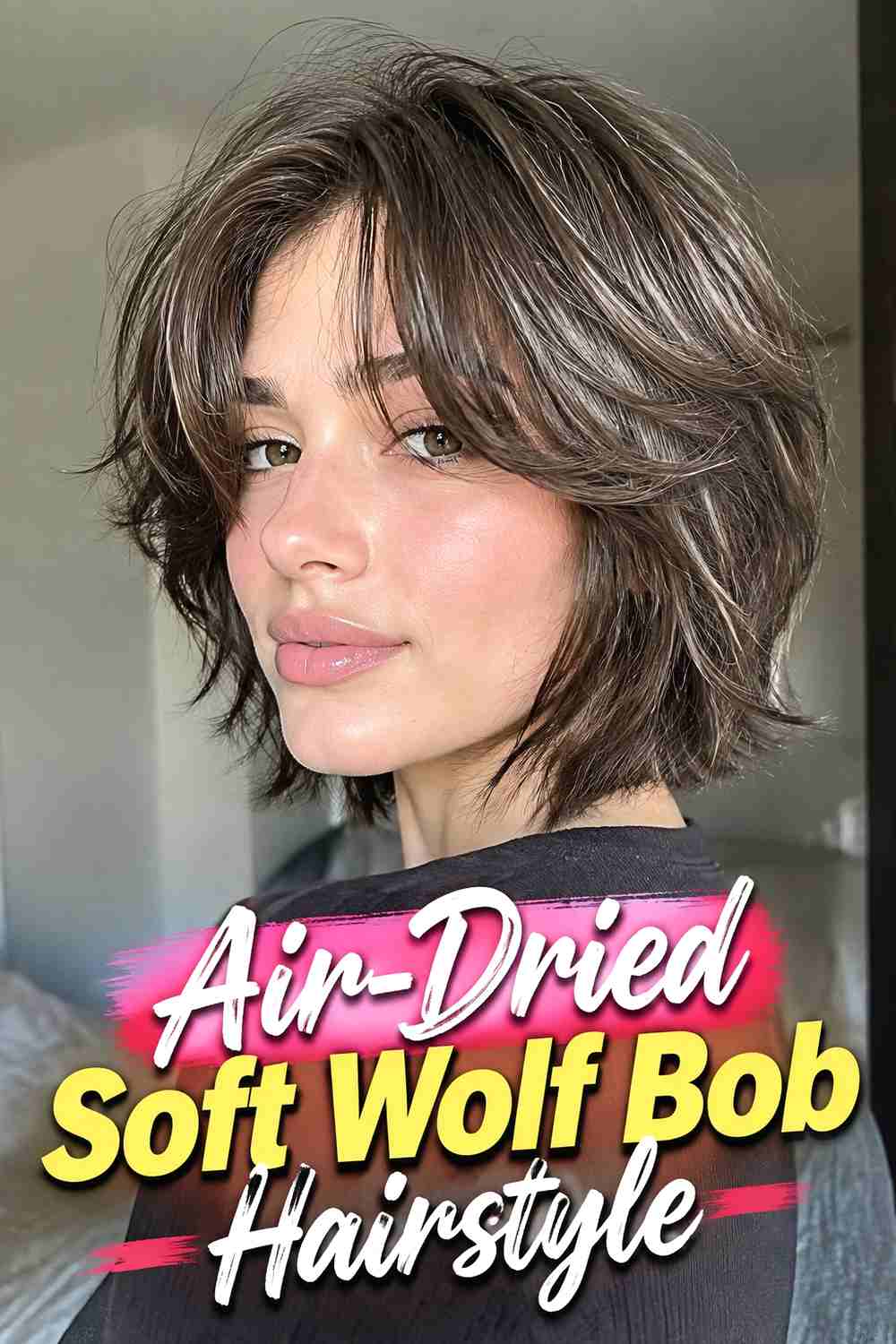 12. Air Dried Soft Wolf Bob Hairstyle