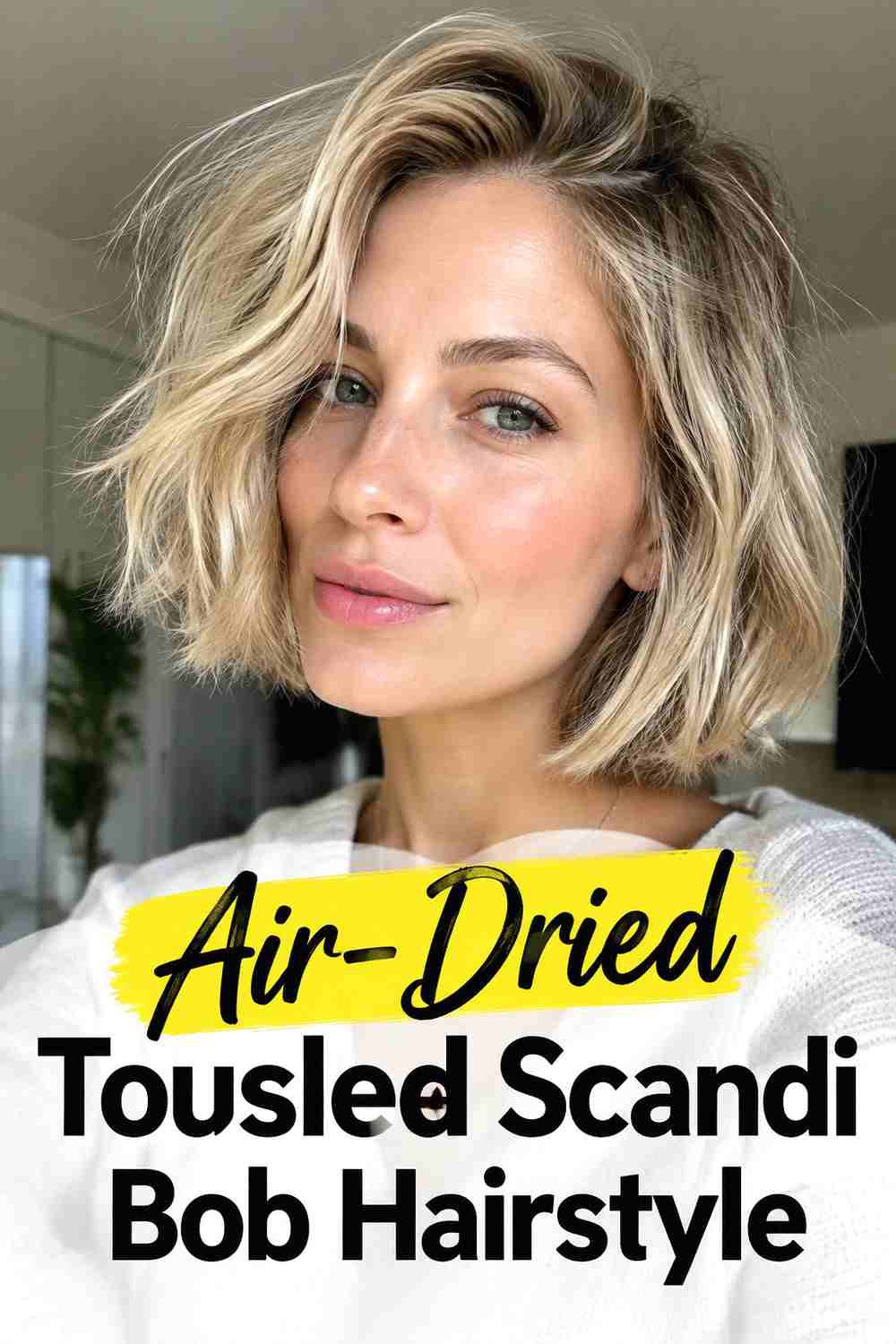 4. Air Dried Tousled Scandi Bob Hairstyle