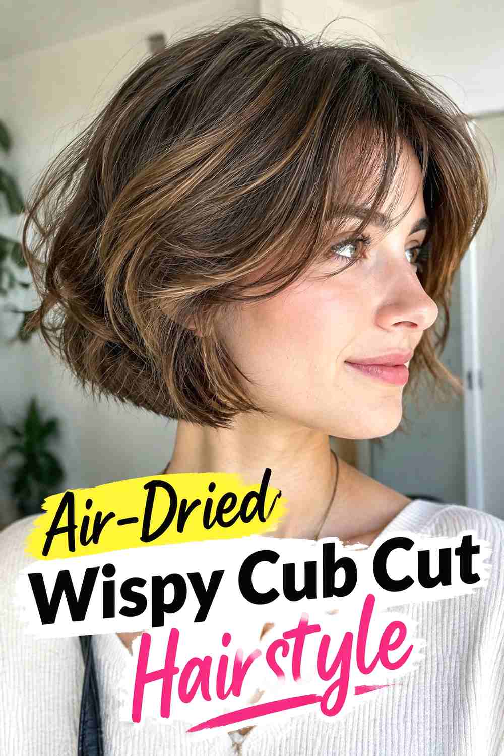 7. Air Dried Wispy Cub Cut Hairstyle
