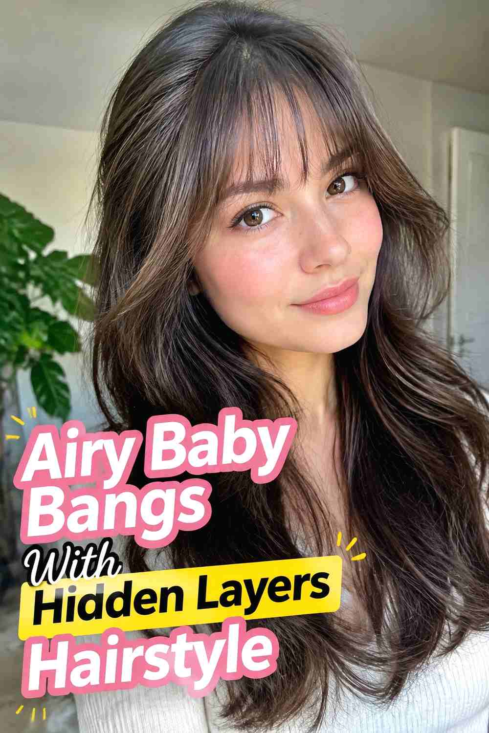 8. Airy Baby Bangs With Hidden Layers Hairstyle