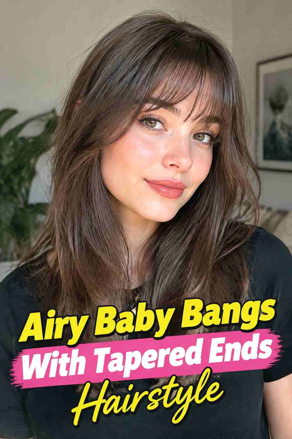9. Airy Baby Bangs With Tapered Ends Hairstyle