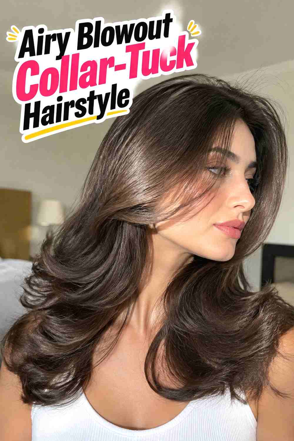 8. Airy Blowout Collar Tuck Hairstyle
