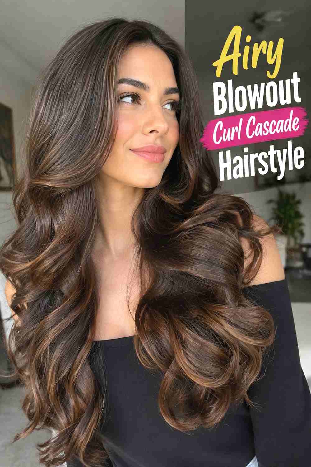 7. Airy Blowout Curl Cascade Hairstyle