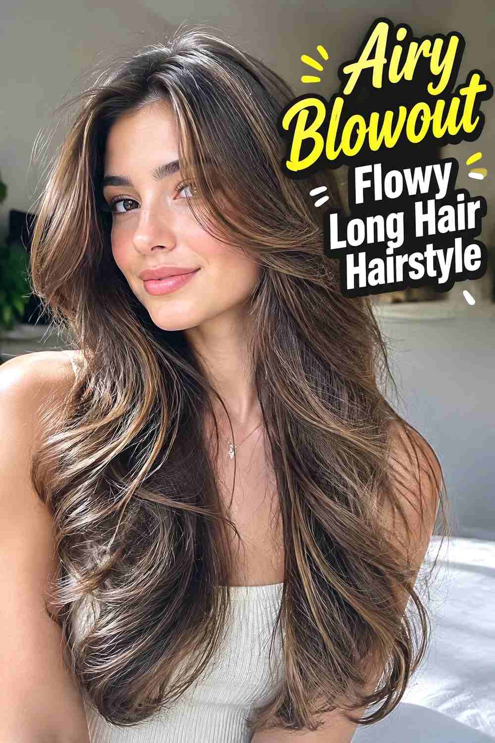 9. Airy Blowout Flowy Long Hair Hairstyle
