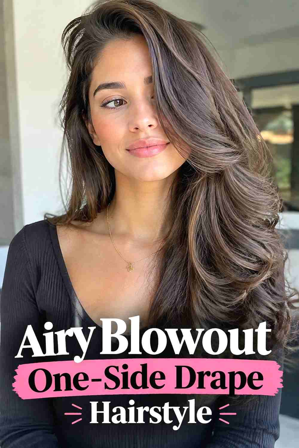 7. Airy Blowout One Side Drape Hairstyle