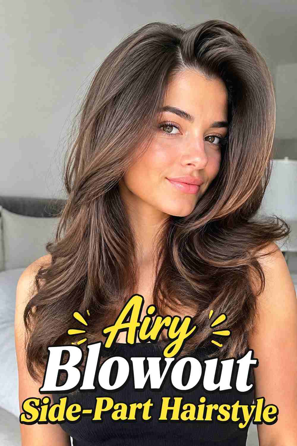 3. Airy Blowout Side Part Hairstyle