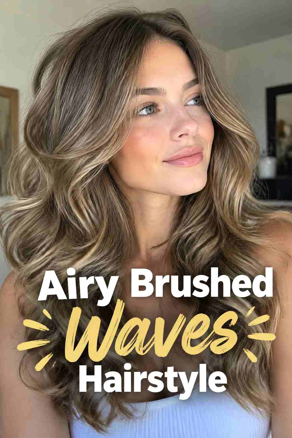 1. Airy Brushed Waves Hairstyle