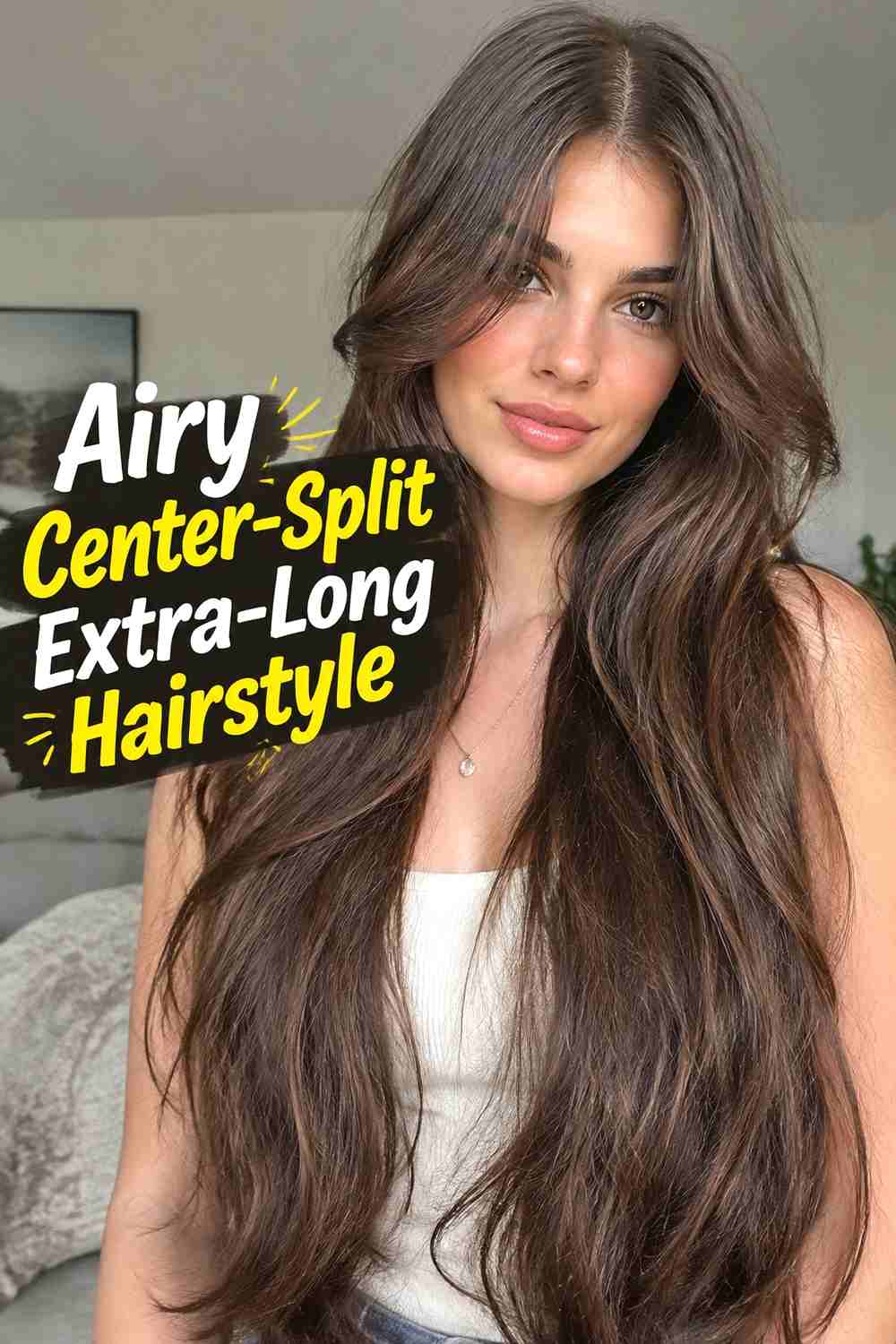 18. Airy Center Split Extra Long Hairstyle