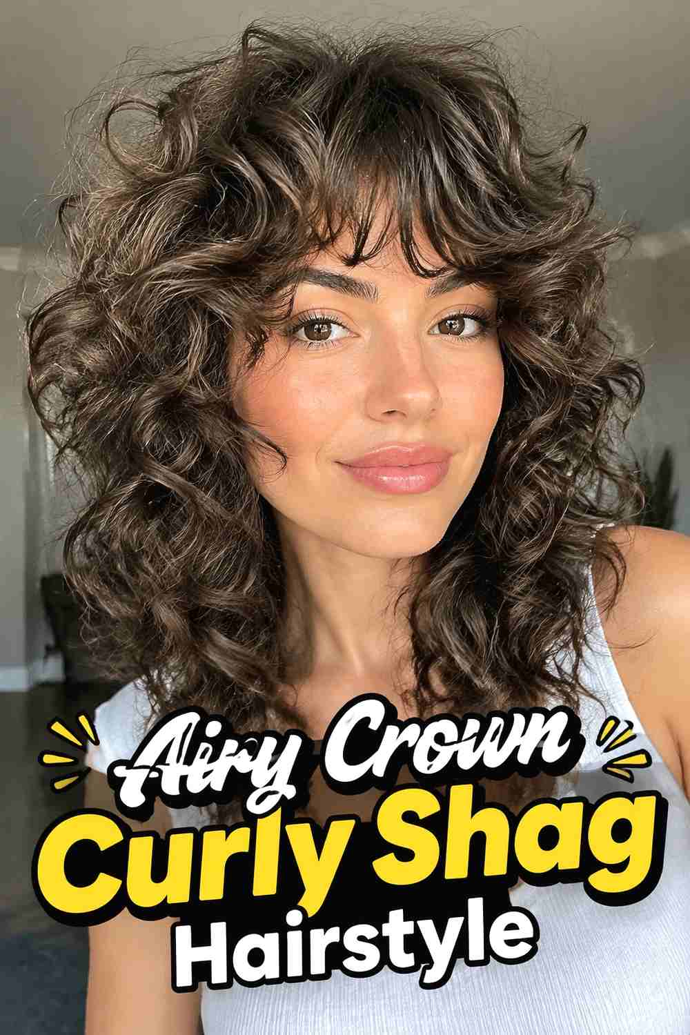 5. Airy Crown Curly Shag Hairstyle