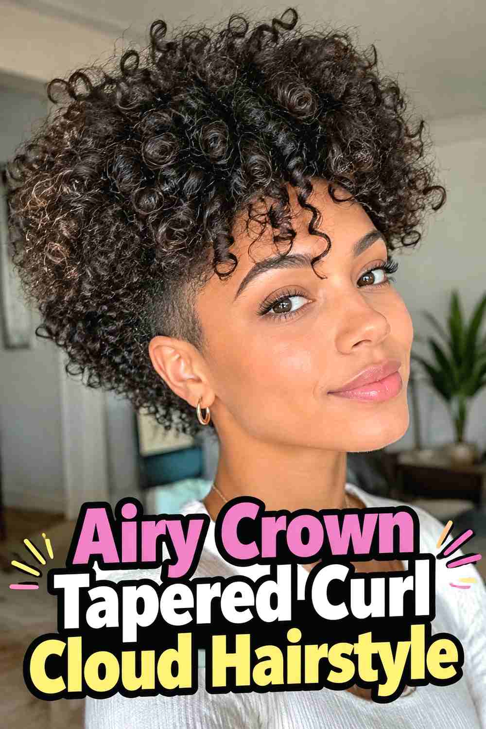17. Airy Crown Tapered Curl Cloud Hairstyle