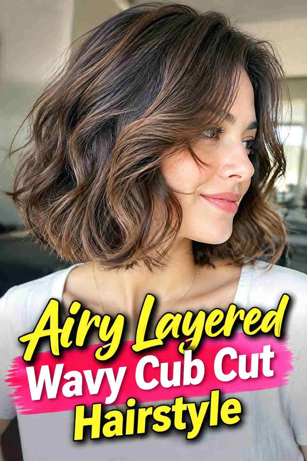 9. Airy Layered Wavy Cub Cut Hairstyle