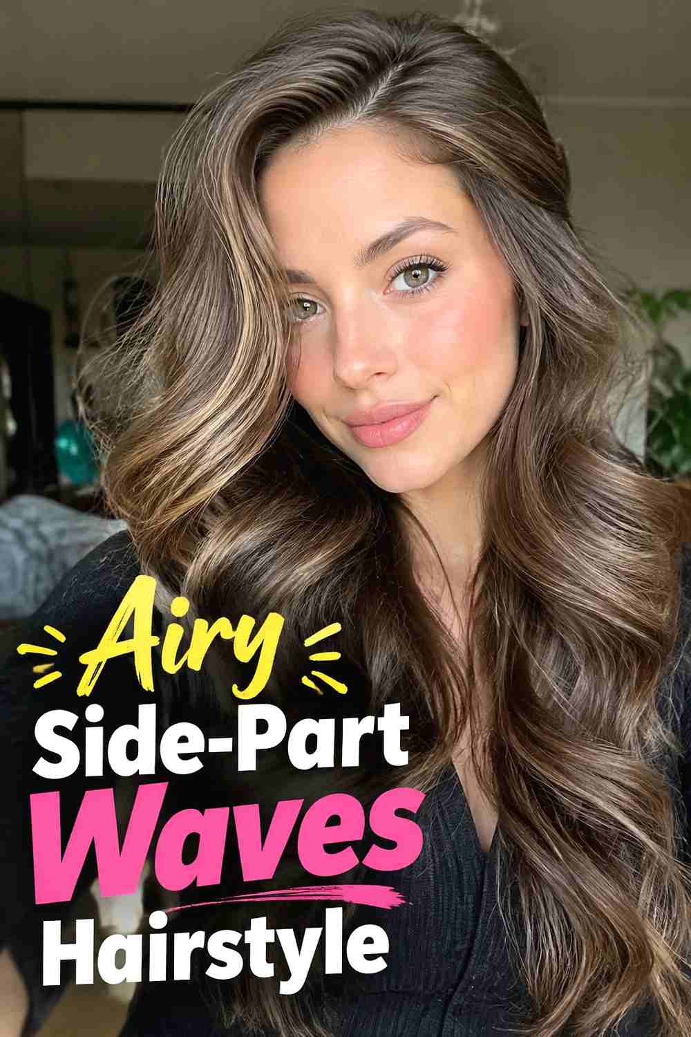 1. Airy Side Part Waves Hairstyle