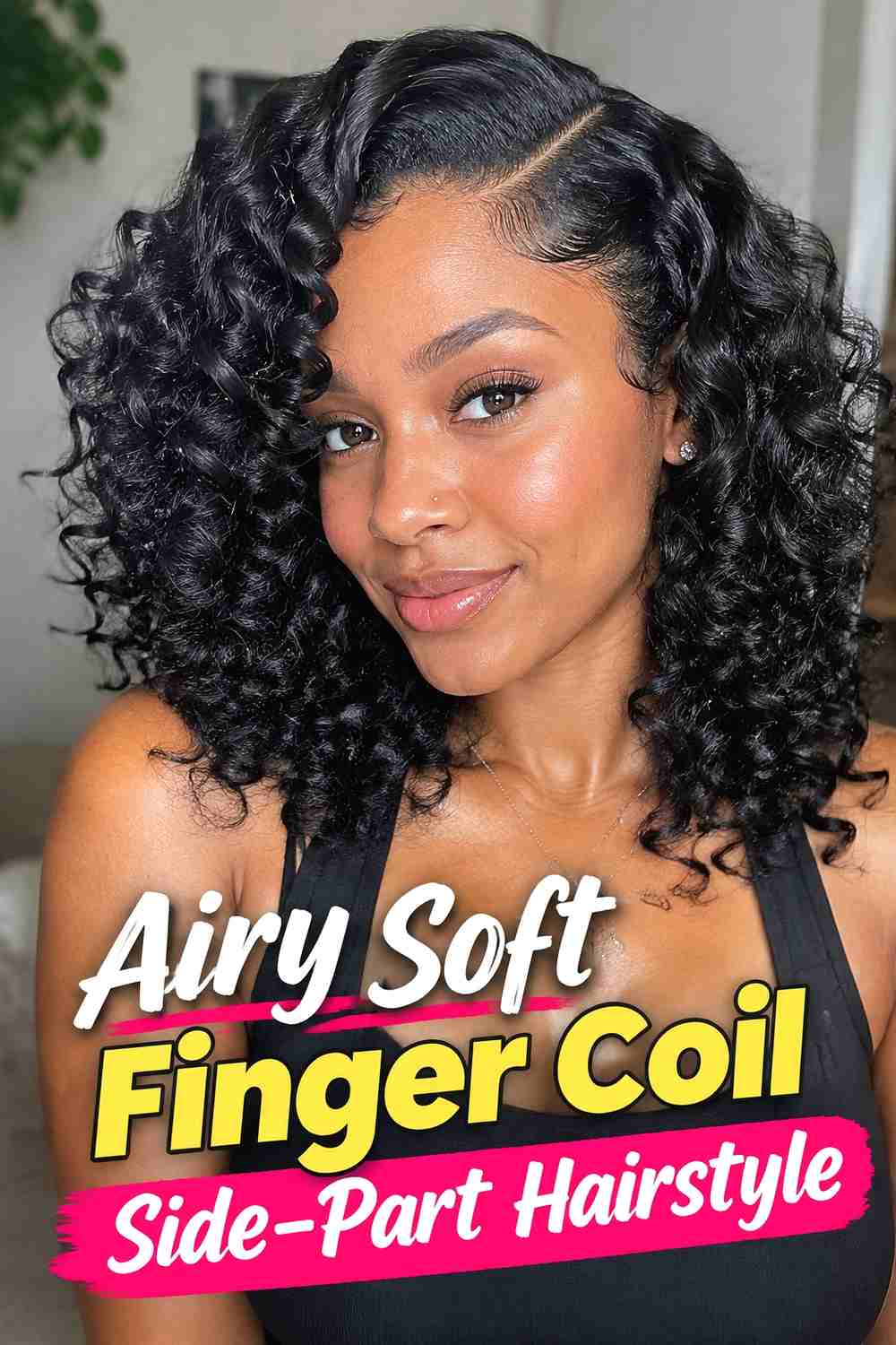 12. Airy Soft Finger Coil Side Part Hairstyle