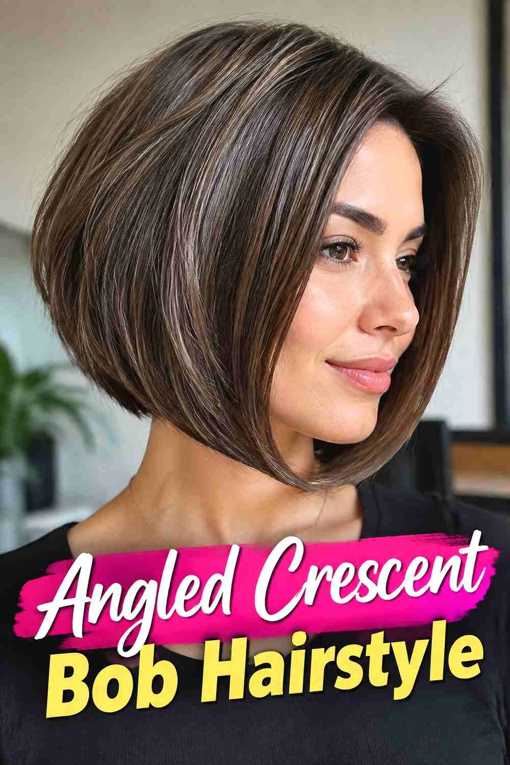 15. Angled Crescent Bob Hairstyle