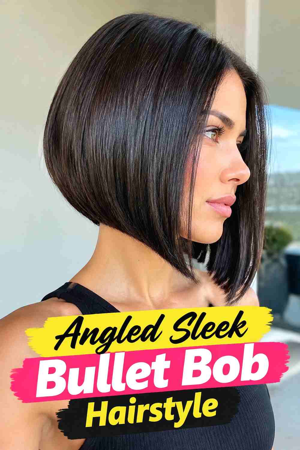 17. Angled Sleek Bullet Bob Hairstyle