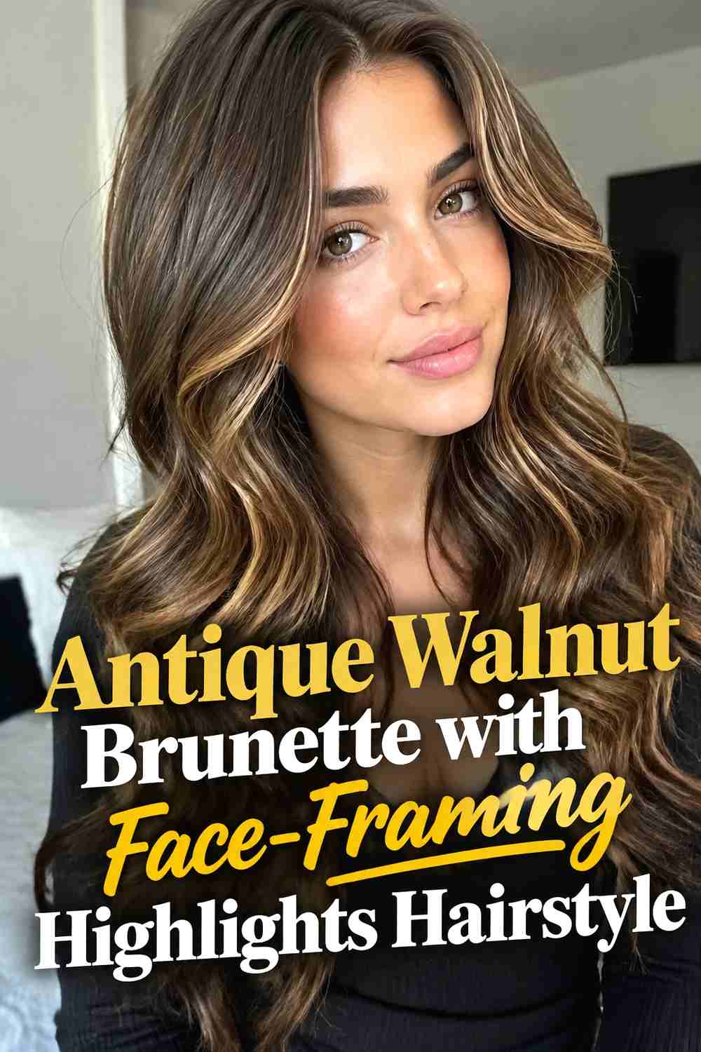4. Antique Walnut Brunette With Face Framing Highlights Hairstyle
