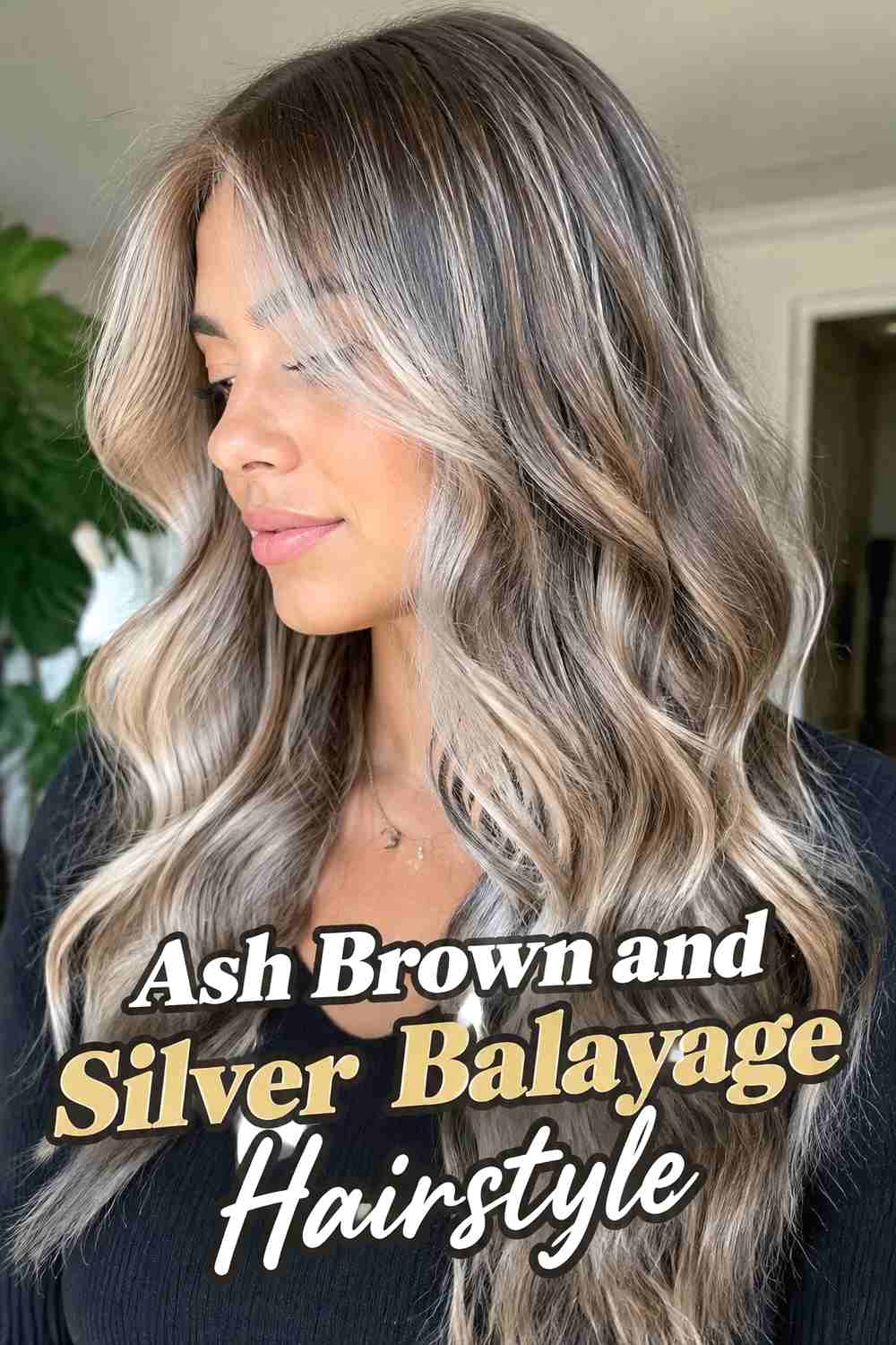 3. Ash Brown And Silver Balayage Hairstyle