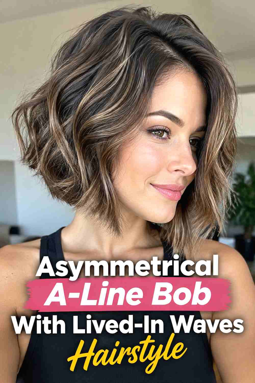 14. Asymmetrical A Line Bob With Lived In Waves Hairstyle