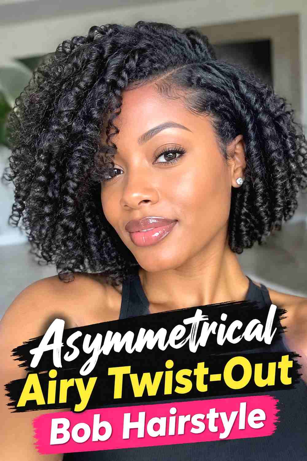 10. Asymmetrical Airy Twist Out Bob Hairstyle