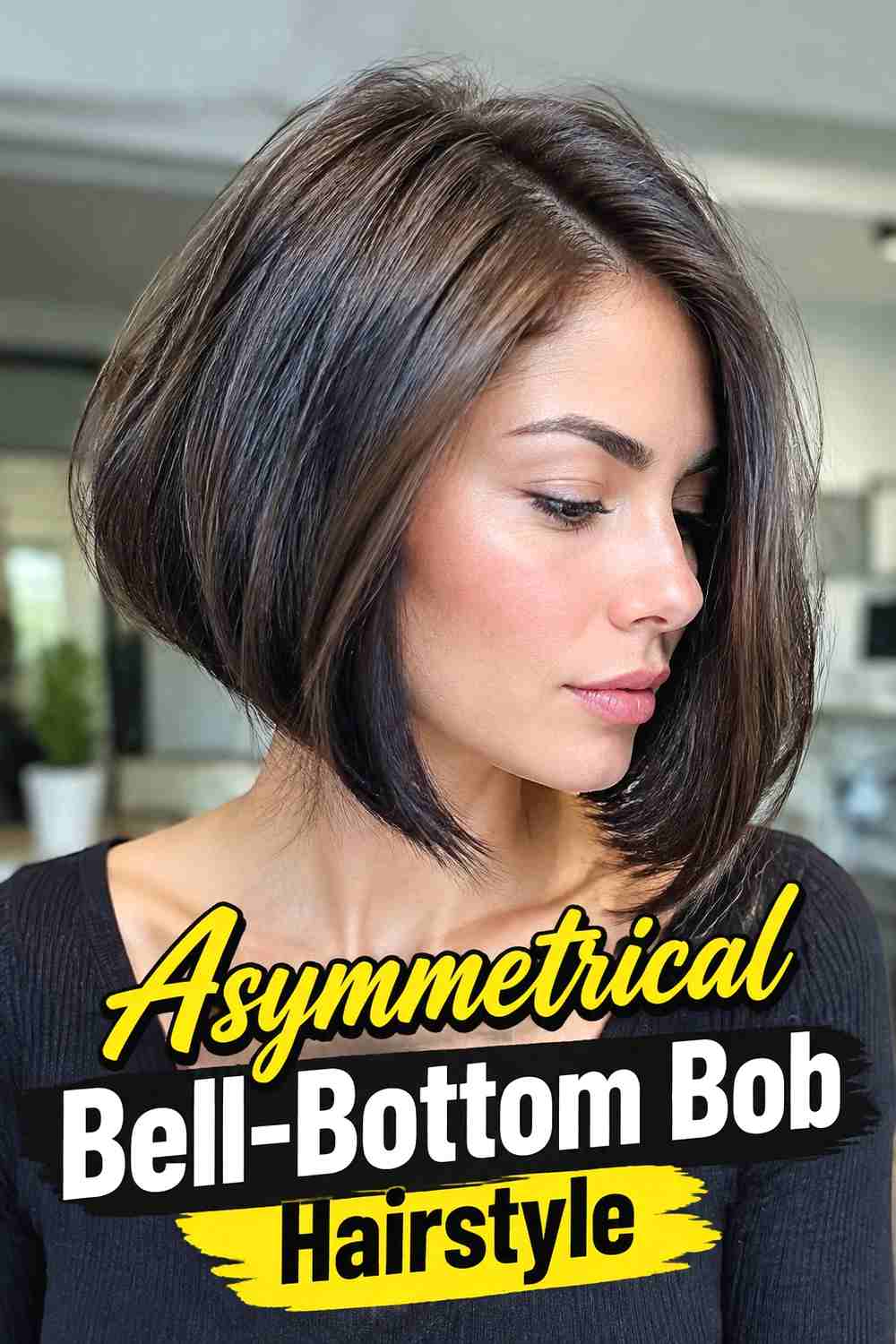 12. Asymmetrical Bell Bottom Bob Hairstyle