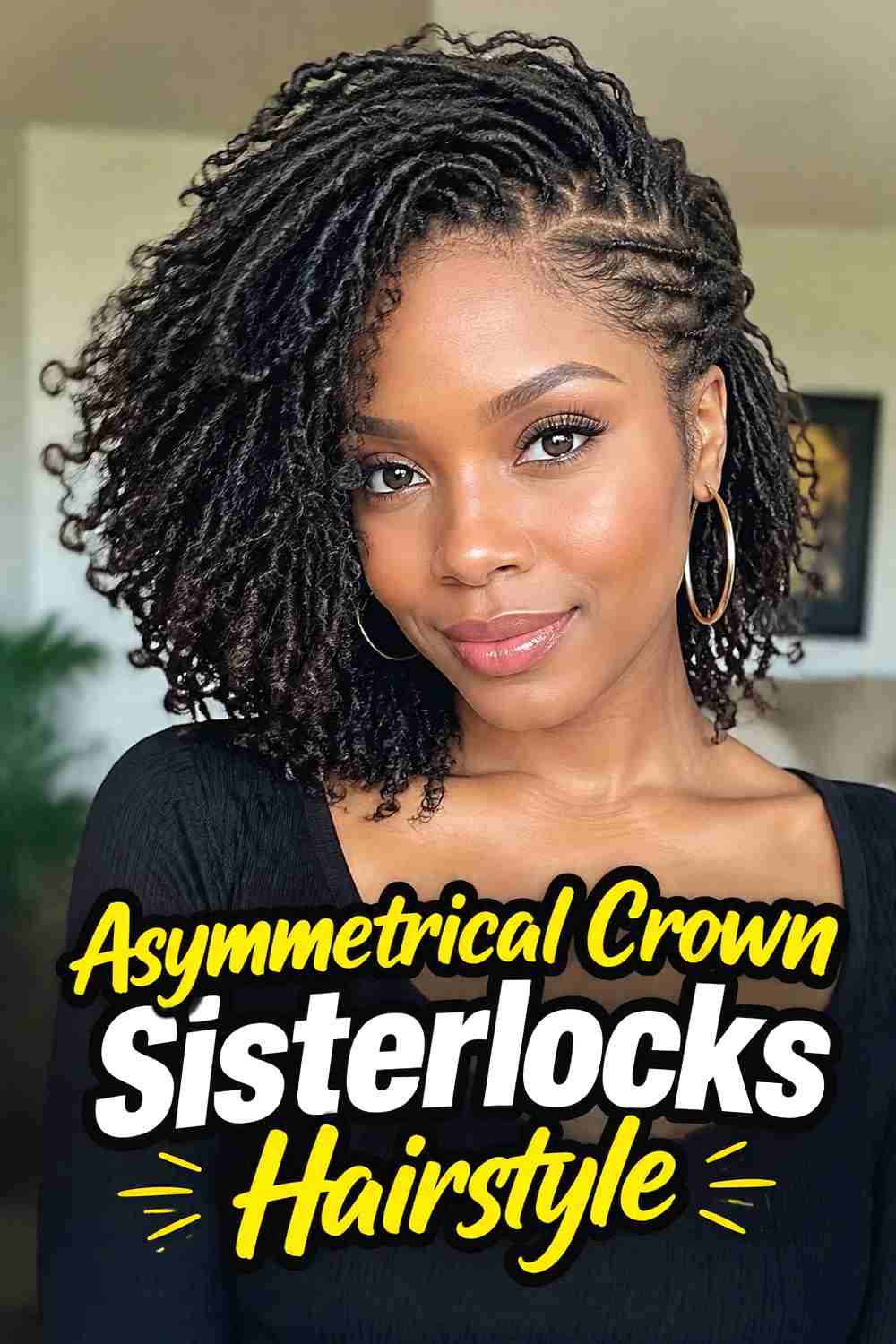 14. Asymmetrical Crown Sisterlocks Hairstyle