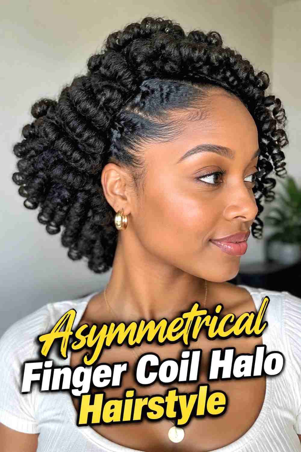 9. Asymmetrical Finger Coil Halo Hairstyle