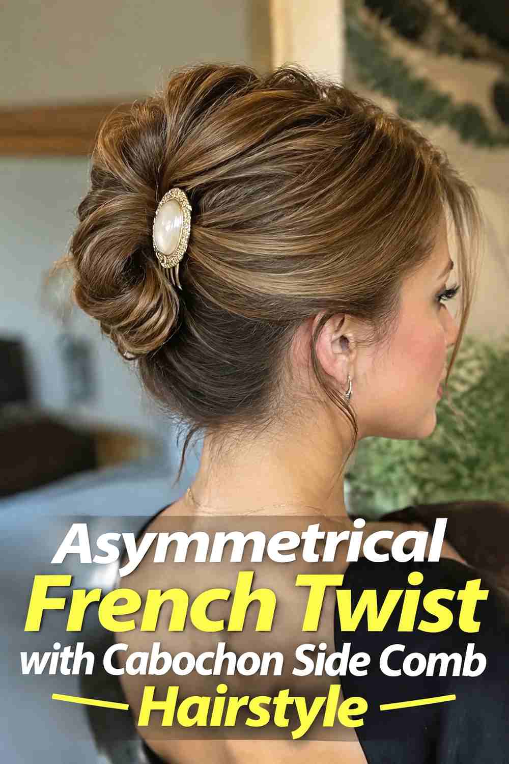 14. Asymmetrical French Twist With Cabochon Side Comb Hairstyle