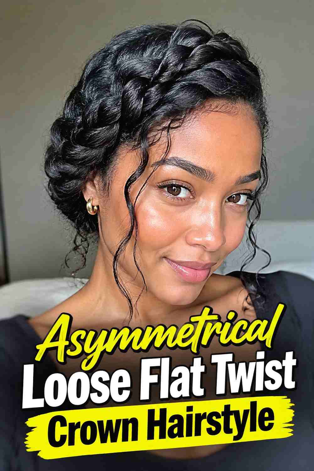 10. Asymmetrical Loose Flat Twist Crown Hairstyle